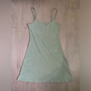 Muted olivey green cotton stretch casual dress